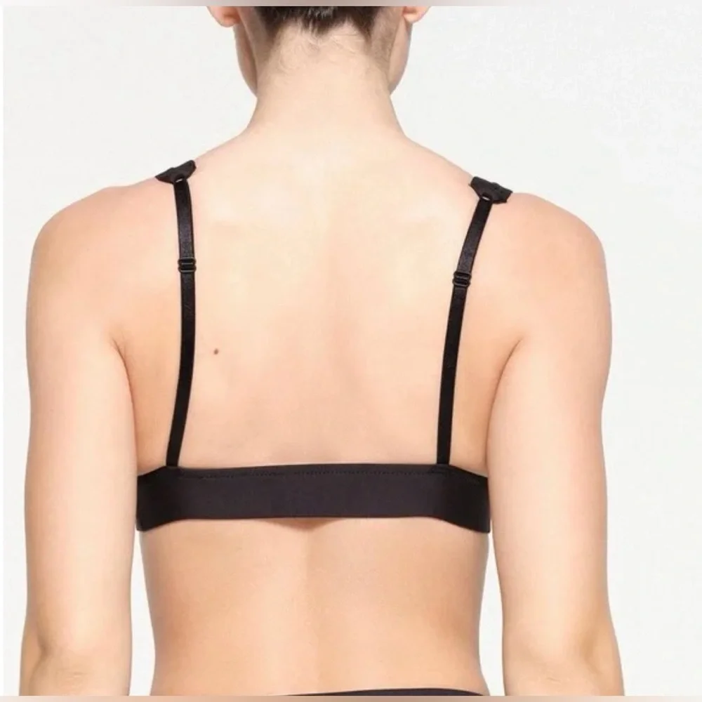 🛍️NWT SKIMS Large Black/Onyx Swim Plunge Bikini Top